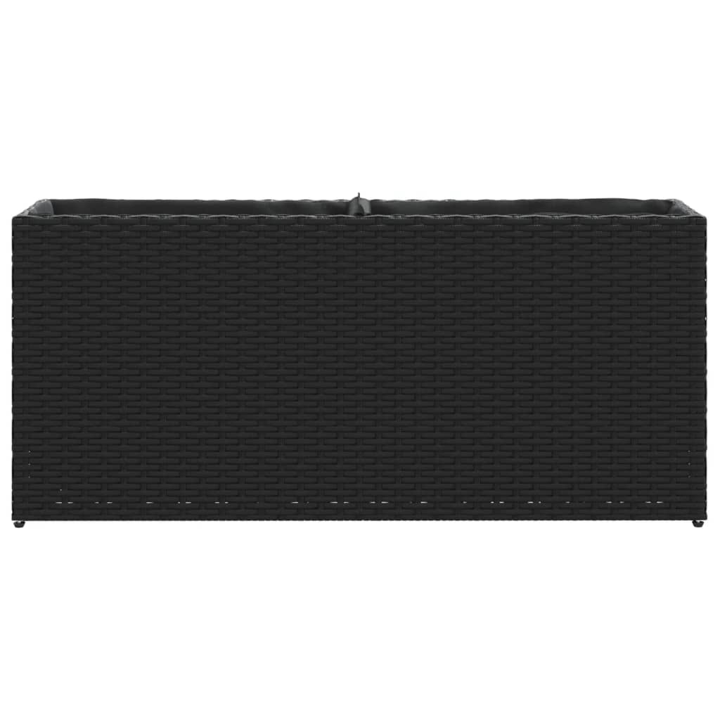 vidaXL Jardinière avec 2 pots 2 pcs Noir 90x20x40 cm Résine tressée