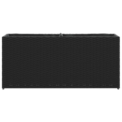 vidaXL Jardinière avec 2 pots 2 pcs Noir 90x20x40 cm Résine tressée