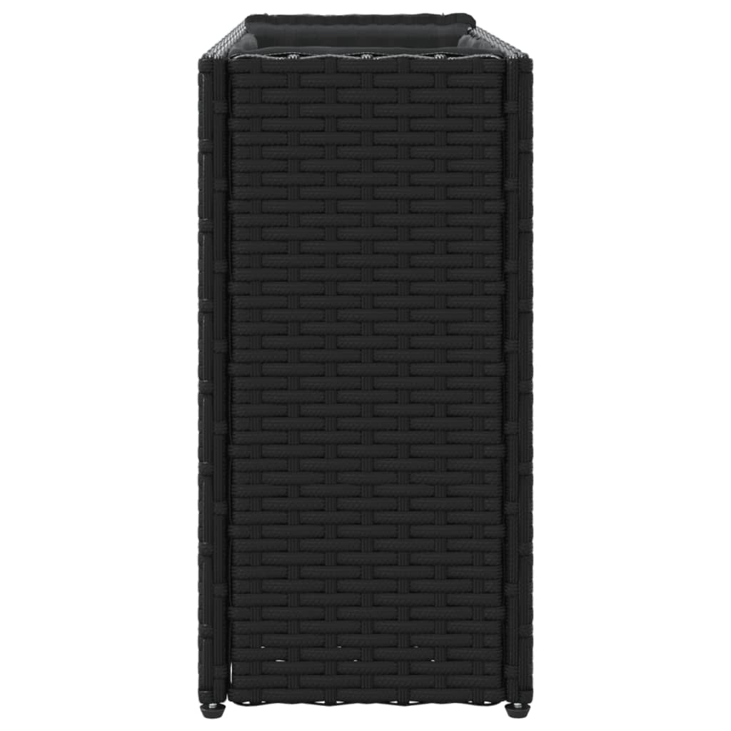 vidaXL Jardinière avec 2 pots 2 pcs Noir 90x20x40 cm Résine tressée