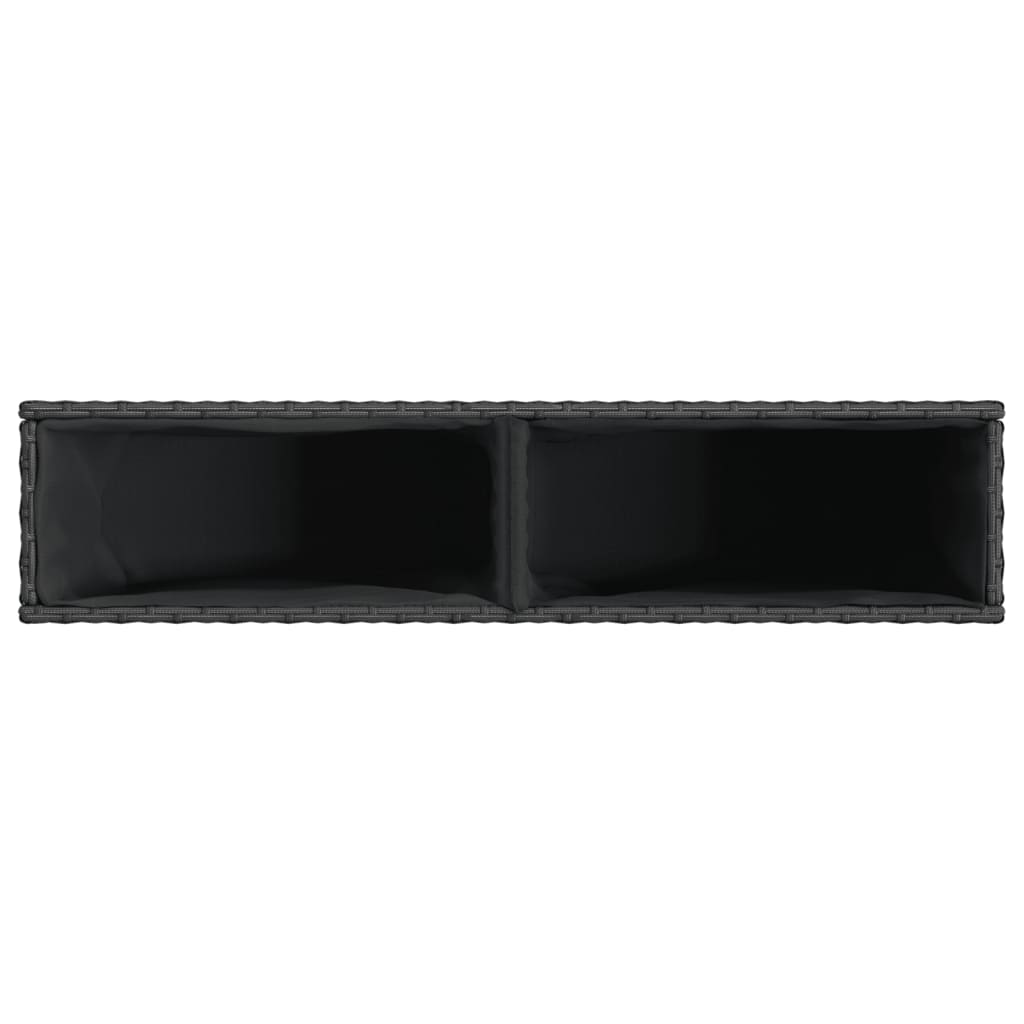vidaXL Jardinière avec 2 pots 2 pcs Noir 90x20x40 cm Résine tressée