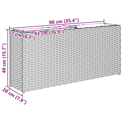 vidaXL Pflanzkübel mit 2 Töpfen 2 Stk. Braun 90x20x40 cm Poly Rattan