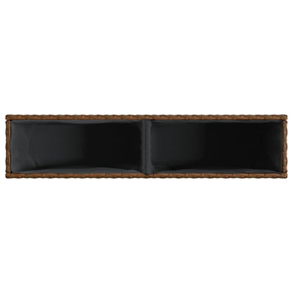 vidaXL Pflanzkübel mit 2 Töpfen 2 Stk. Braun 90x20x40 cm Poly Rattan