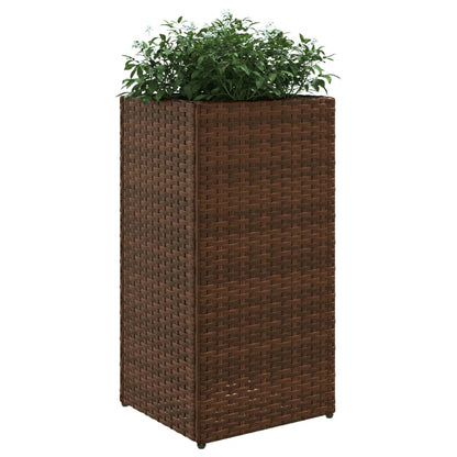 vidaXL Pflanzkübel 2 Stk. Braun 30x30x60 cm Poly Rattan