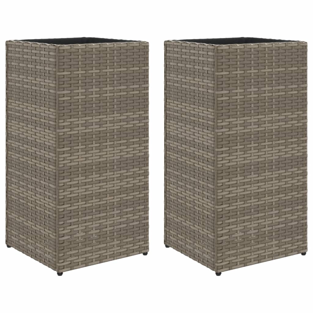 vidaXL Jardinières 2 pcs Gris 30x30x60 cm Résine tressée