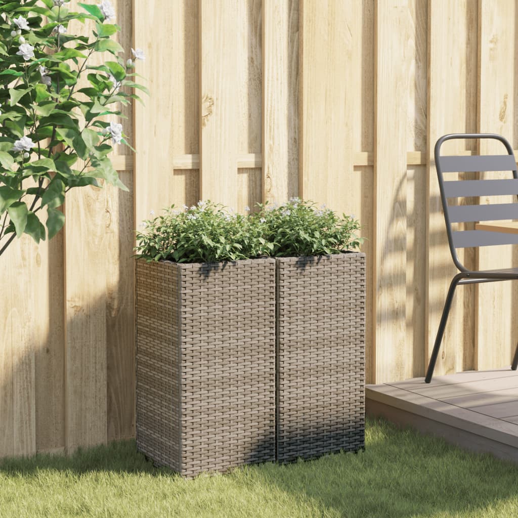 vidaXL Jardinières 2 pcs Gris 30x30x60 cm Résine tressée