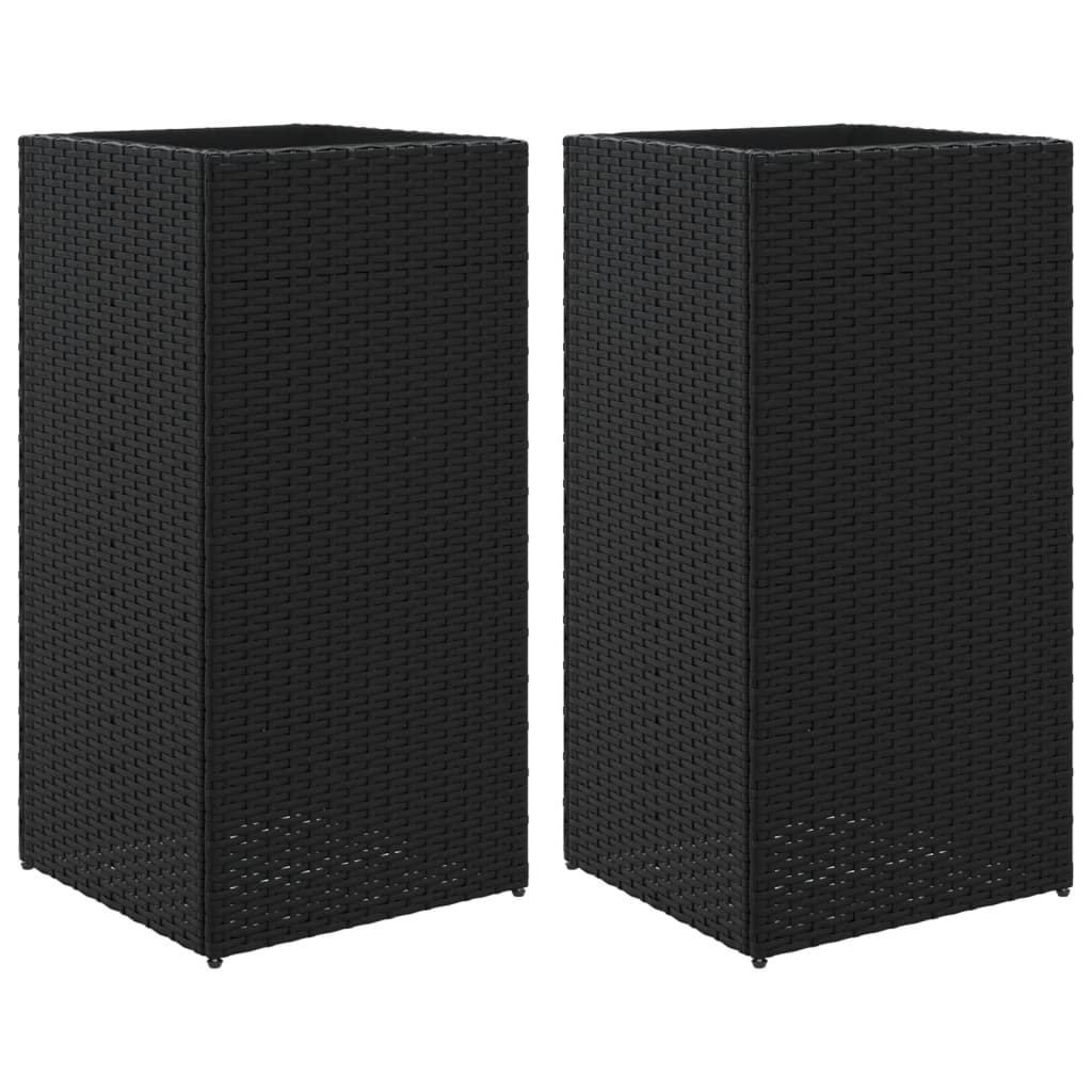 vidaXL Jardinières 2 pcs Noir 40x40x80 cm Résine tressée