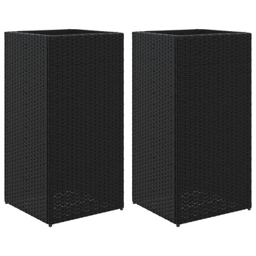 vidaXL Pflanzkübel 2 Stk. Schwarz 40x40x80 cm Poly Rattan
