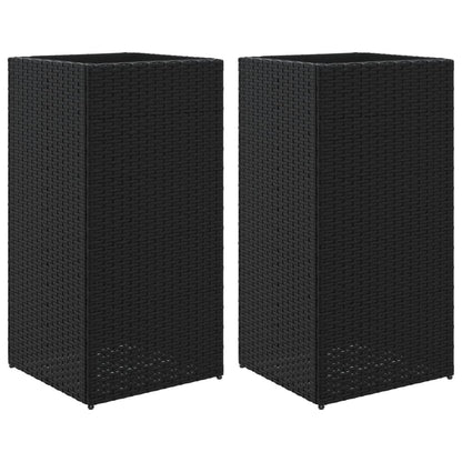 vidaXL Jardinières 2 pcs Noir 40x40x80 cm Résine tressée