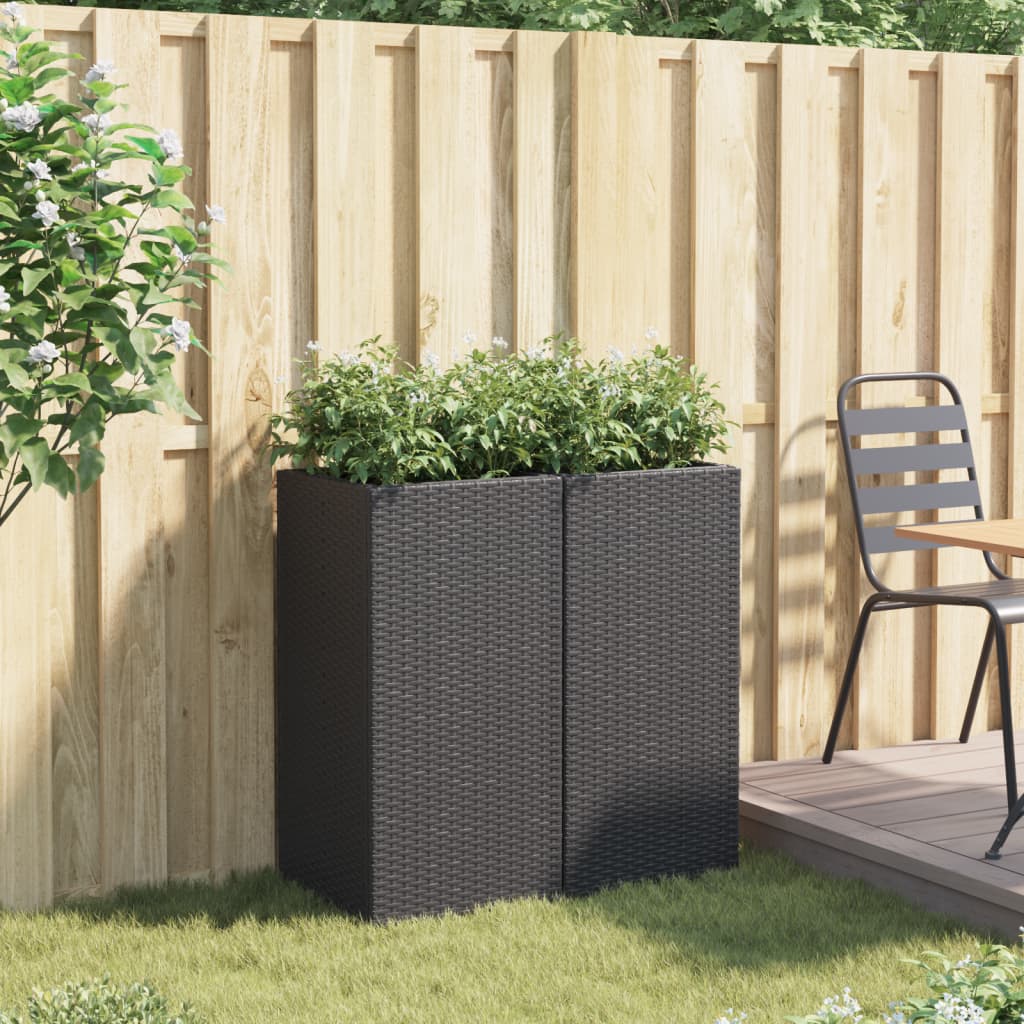 vidaXL Jardinières 2 pcs Noir 40x40x80 cm Résine tressée