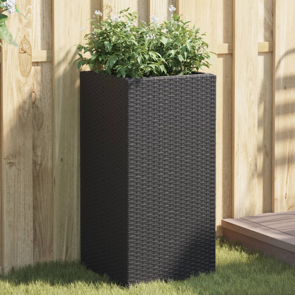 vidaXL Jardinières 2 pcs Noir 40x40x80 cm Résine tressée