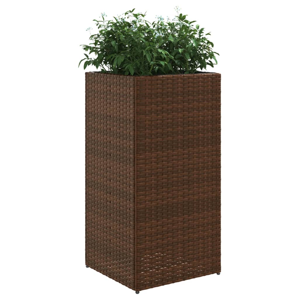 vidaXL Pflanzkübel 2 Stk. Braun 40x40x80 cm Poly Rattan