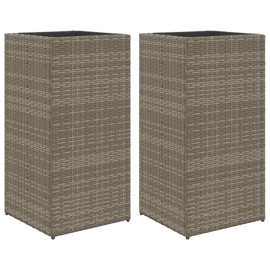 vidaXL Pflanzkübel 2 Stk. Grau 40x40x80 cm Poly Rattan
