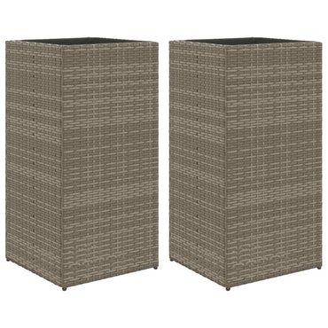vidaXL Pflanzkübel 2 Stk. Grau 40x40x80 cm Poly Rattan