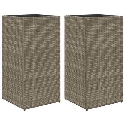 vidaXL Pflanzkübel 2 Stk. Grau 40x40x80 cm Poly Rattan