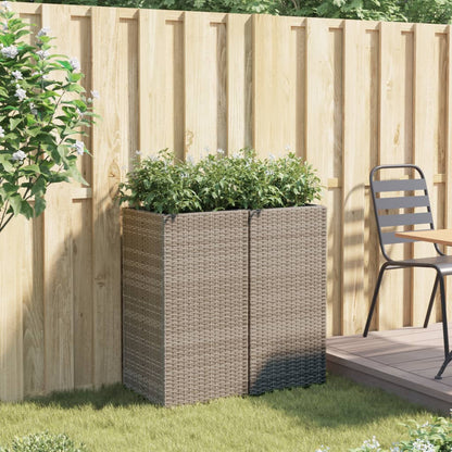 vidaXL Pflanzkübel 2 Stk. Grau 40x40x80 cm Poly Rattan
