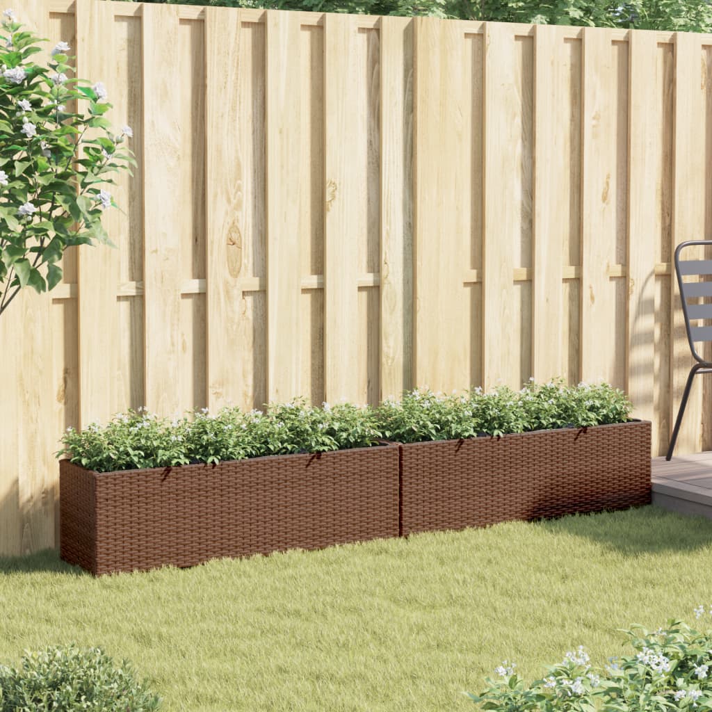 vidaXL Pflanzkübel mit 3 Töpfen 2 Stk. Braun 105x30x32 cm Poly Rattan