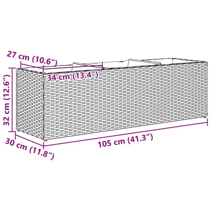 vidaXL Pflanzkübel mit 3 Töpfen 2 Stk. Braun 105x30x32 cm Poly Rattan