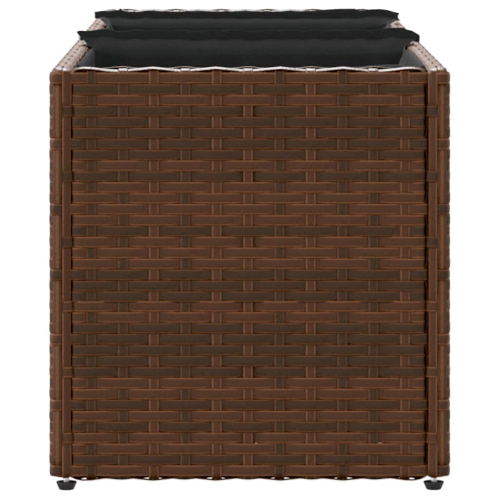 vidaXL Pflanzkübel mit 3 Töpfen 2 Stk. Braun 105x30x32 cm Poly Rattan