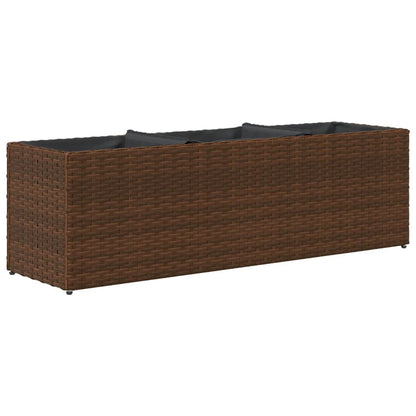 vidaXL Pflanzkübel mit 3 Töpfen 2 Stk. Braun 105x30x32 cm Poly Rattan