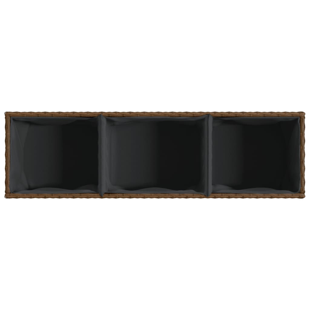 vidaXL Pflanzkübel mit 3 Töpfen 2 Stk. Braun 105x30x32 cm Poly Rattan