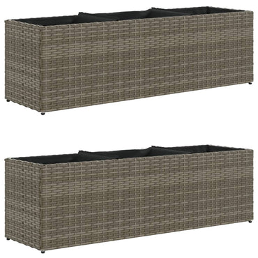 vidaXL Jardinières avec 3 pots 2 pcs Gris 105x30x32 cm Résine tressée