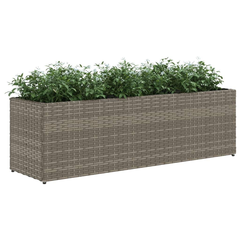 vidaXL Jardinières avec 3 pots 2 pcs Gris 105x30x32 cm Résine tressée