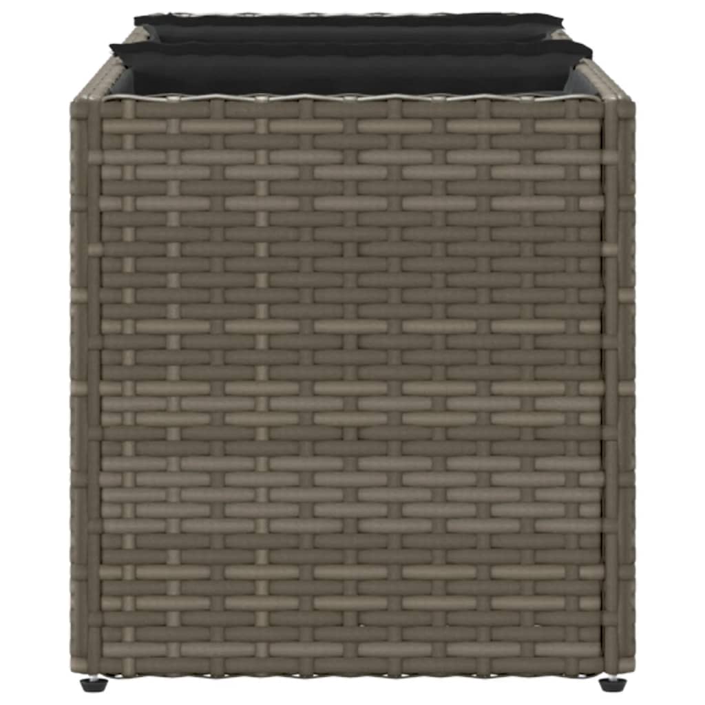 vidaXL Jardinières avec 3 pots 2 pcs Gris 105x30x32 cm Résine tressée
