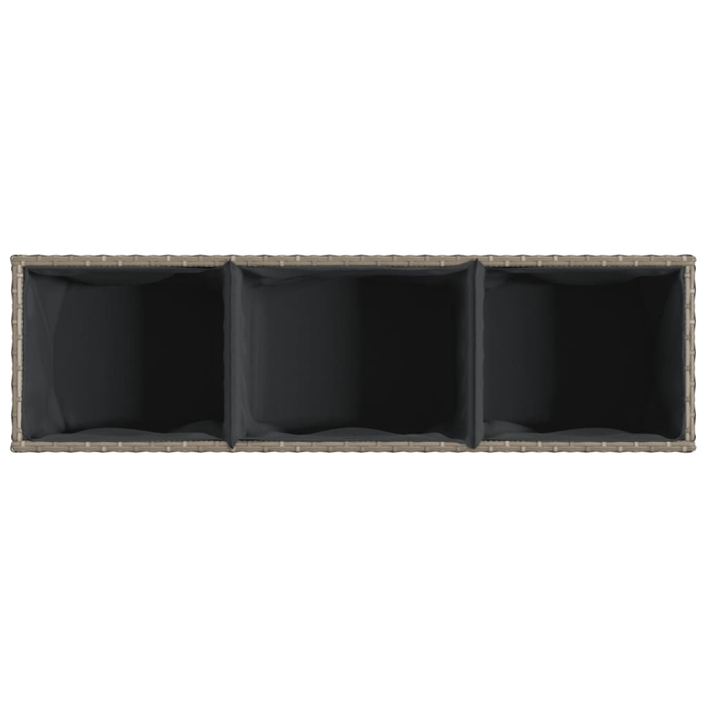 vidaXL Jardinières avec 3 pots 2 pcs Gris 105x30x32 cm Résine tressée