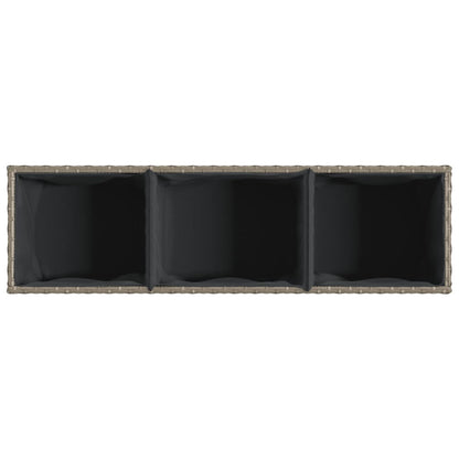 vidaXL Jardinières avec 3 pots 2 pcs Gris 105x30x32 cm Résine tressée
