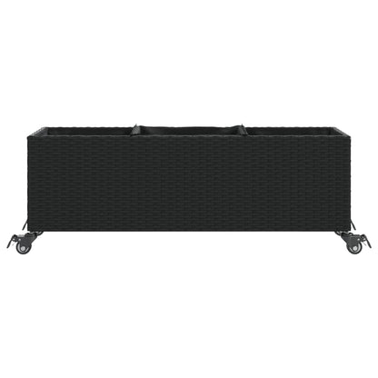 vidaXL Pflanzkübel mit Rollen 2 Stk. Schwarz 107x32x38 cm Poly Rattan