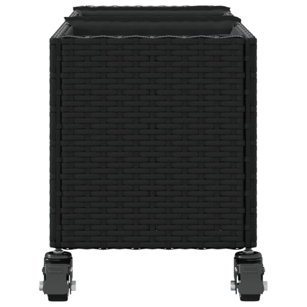vidaXL Pflanzkübel mit Rollen 2 Stk. Schwarz 107x32x38 cm Poly Rattan