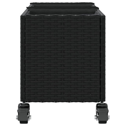 vidaXL Pflanzkübel mit Rollen 2 Stk. Schwarz 107x32x38 cm Poly Rattan