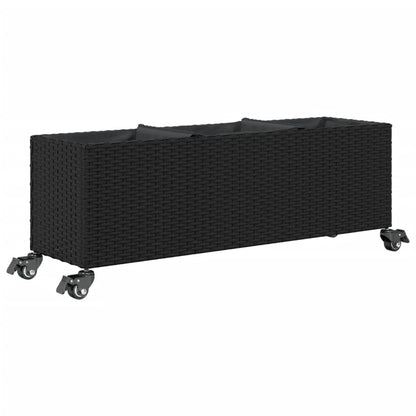 vidaXL Pflanzkübel mit Rollen 2 Stk. Schwarz 107x32x38 cm Poly Rattan