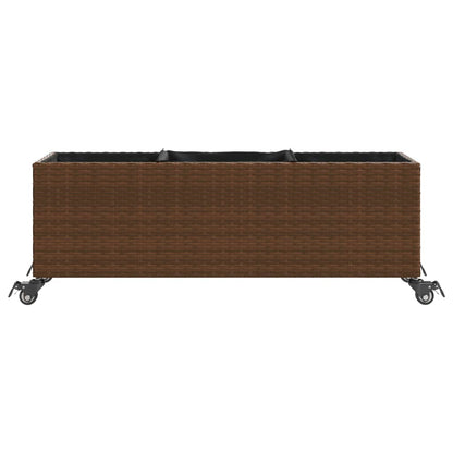 vidaXL Jardinières à roulettes 2 pcs Marron 107x32x38 cm Résine tressée
