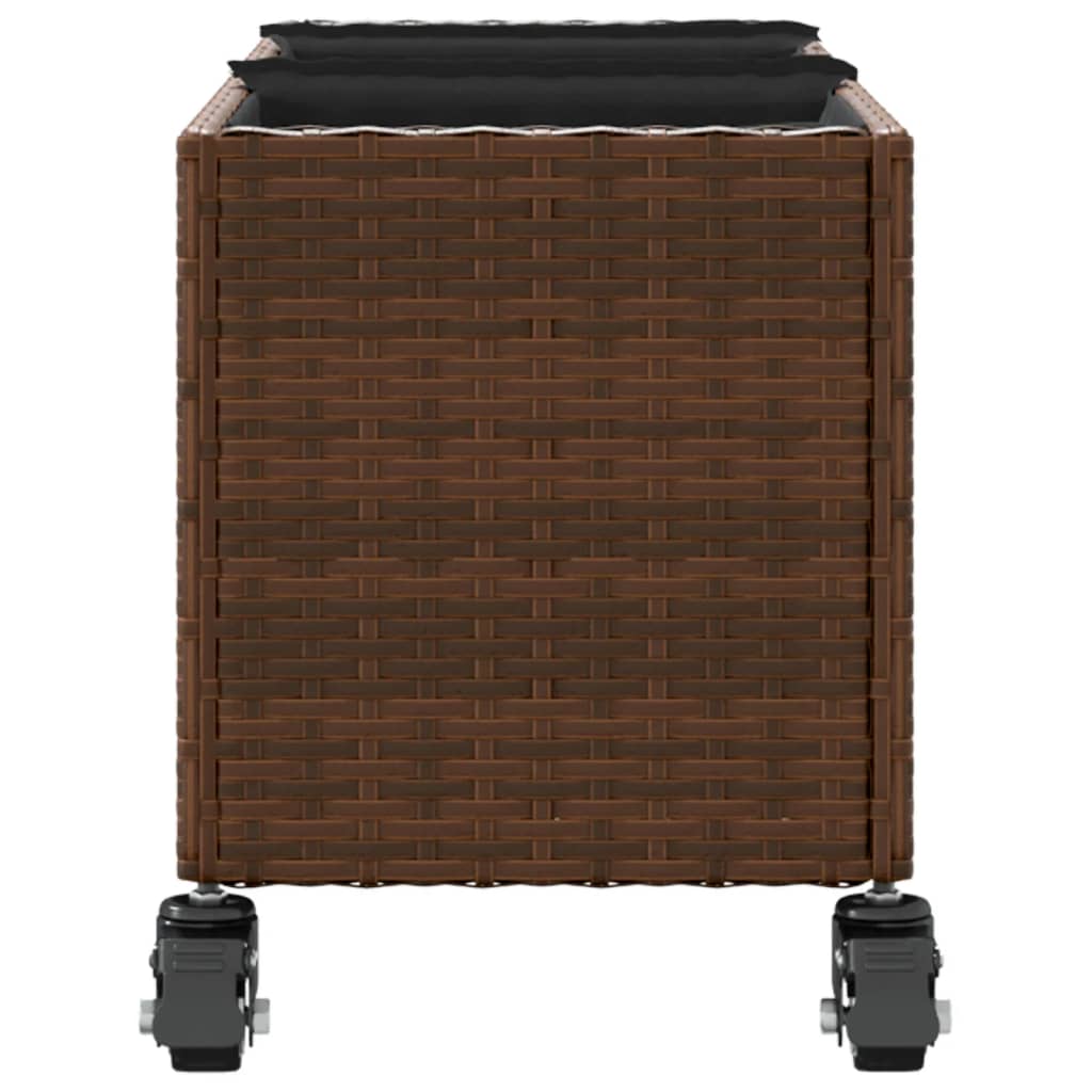 vidaXL Jardinières à roulettes 2 pcs Marron 107x32x38 cm Résine tressée