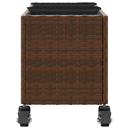 vidaXL Jardinières à roulettes 2 pcs Marron 107x32x38 cm Résine tressée