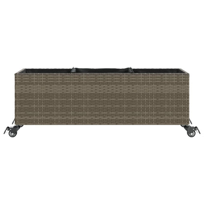 vidaXL Pflanzkübel mit Rollen 2 Stk. Grau 107x32x38 cm Poly Rattan