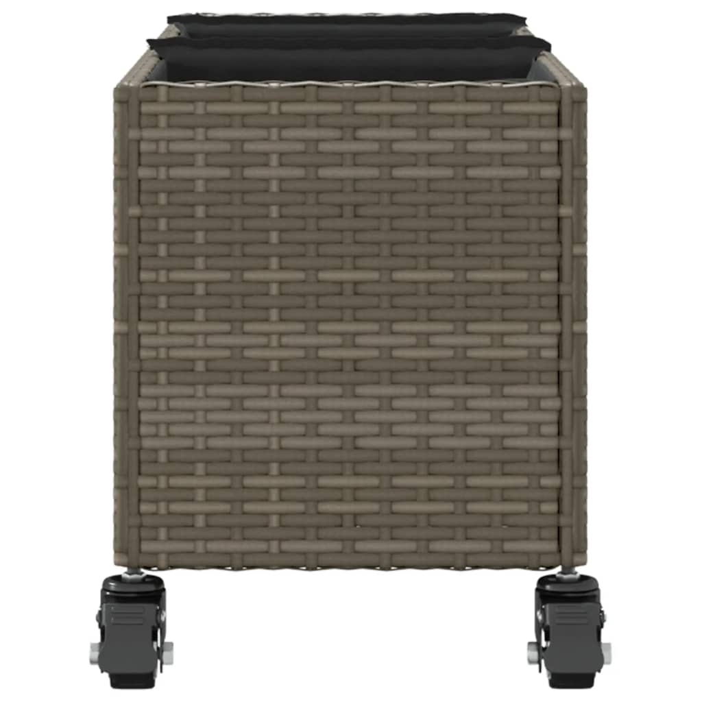 vidaXL Pflanzkübel mit Rollen 2 Stk. Grau 107x32x38 cm Poly Rattan