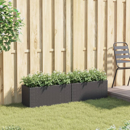 vidaXL Pflanzkübel mit 2 Töpfen 2 Stk. Schwarz 72x30x32 cm Poly Rattan