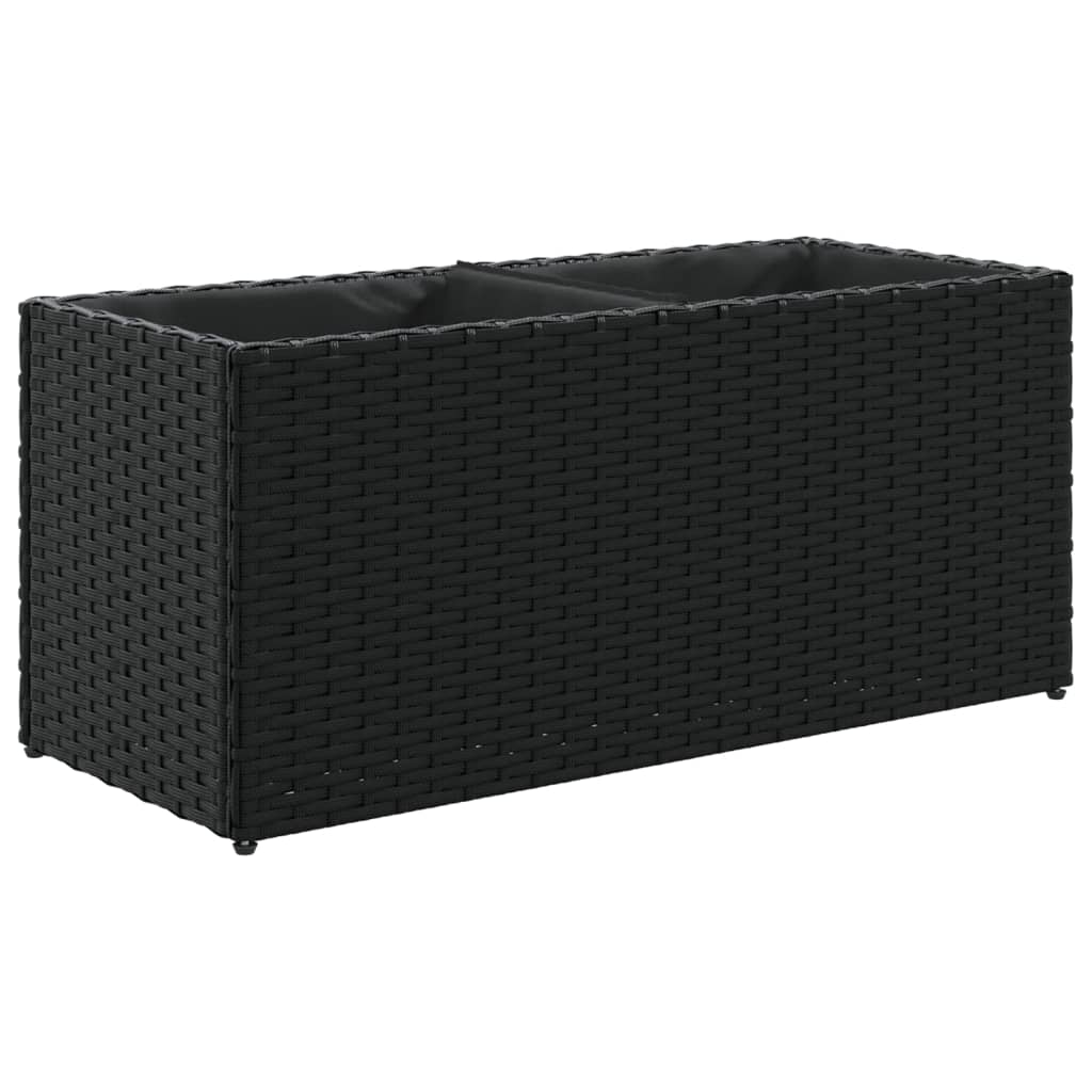 vidaXL Pflanzkübel mit 2 Töpfen 2 Stk. Schwarz 72x30x32 cm Poly Rattan