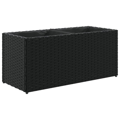 vidaXL Pflanzkübel mit 2 Töpfen 2 Stk. Schwarz 72x30x32 cm Poly Rattan