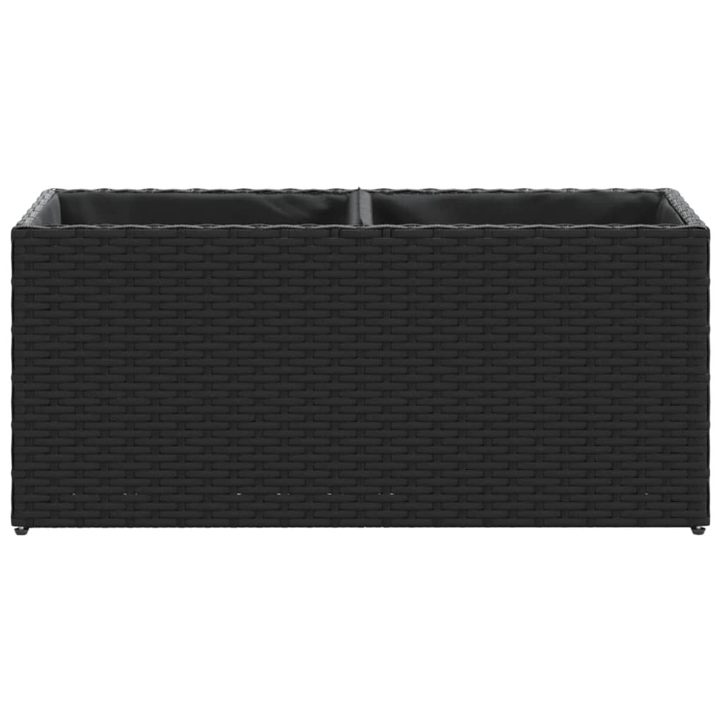 vidaXL Pflanzkübel mit 2 Töpfen 2 Stk. Schwarz 72x30x32 cm Poly Rattan