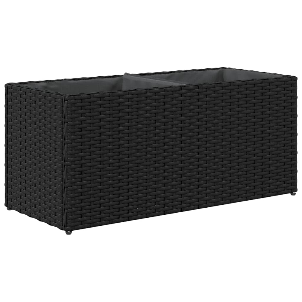 vidaXL Pflanzkübel mit 2 Töpfen 2 Stk. Schwarz 72x30x32 cm Poly Rattan