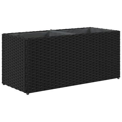 vidaXL Pflanzkübel mit 2 Töpfen 2 Stk. Schwarz 72x30x32 cm Poly Rattan
