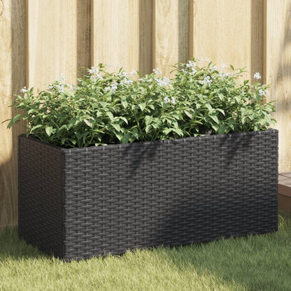 vidaXL Pflanzkübel mit 2 Töpfen 2 Stk. Schwarz 72x30x32 cm Poly Rattan