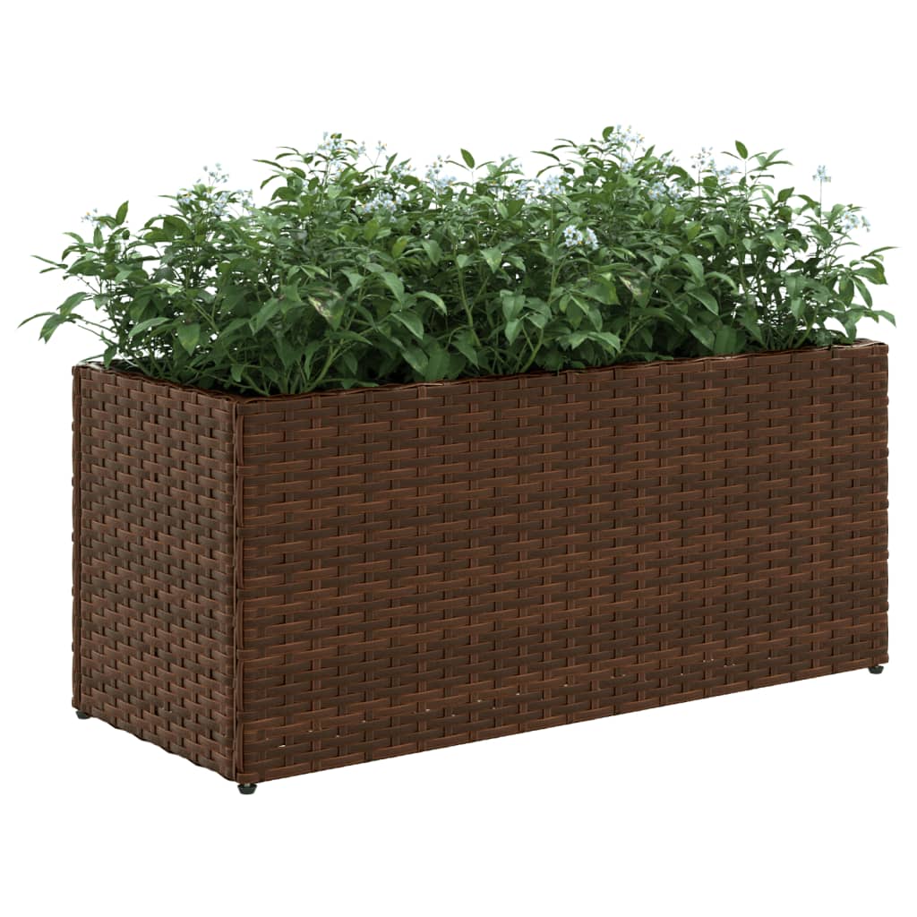 vidaXL Jardinière avec 2 pots 2 pcs Marron 72x30x32 cm Résine tressée