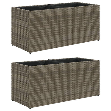 vidaXL Jardinière avec 2 pots 2 pcs Gris 72x30x32 cm Résine tressée