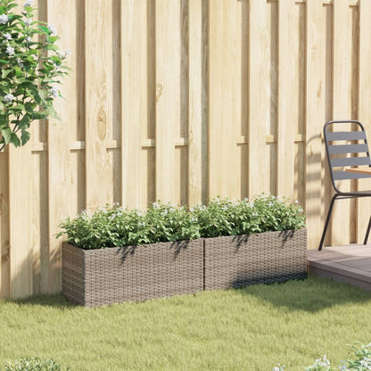 vidaXL Jardinière avec 2 pots 2 pcs Gris 72x30x32 cm Résine tressée
