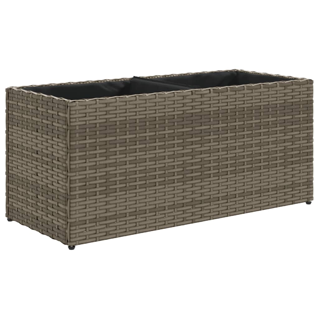 vidaXL Jardinière avec 2 pots 2 pcs Gris 72x30x32 cm Résine tressée