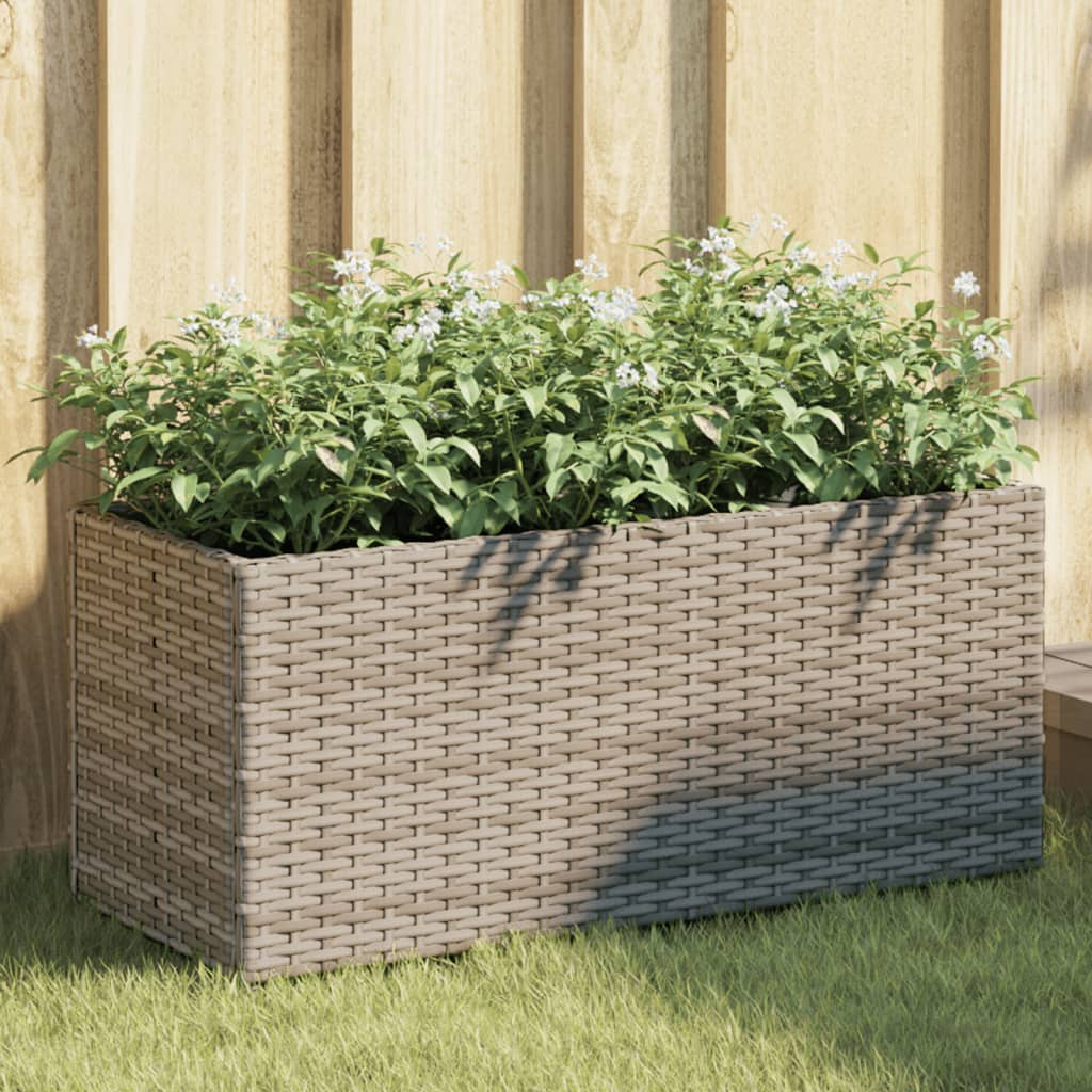 vidaXL Jardinière avec 2 pots 2 pcs Gris 72x30x32 cm Résine tressée